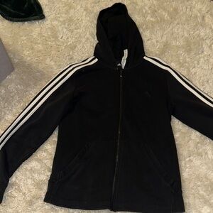 Adidas Men’s Black Zip Up with White Stripes